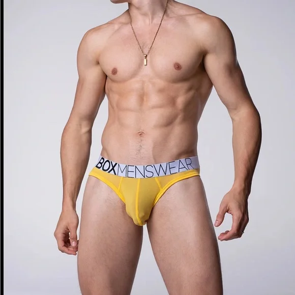 Box Menswear All Over mesh Briefs- Mellow Yellow M New - Picture 6 of 8